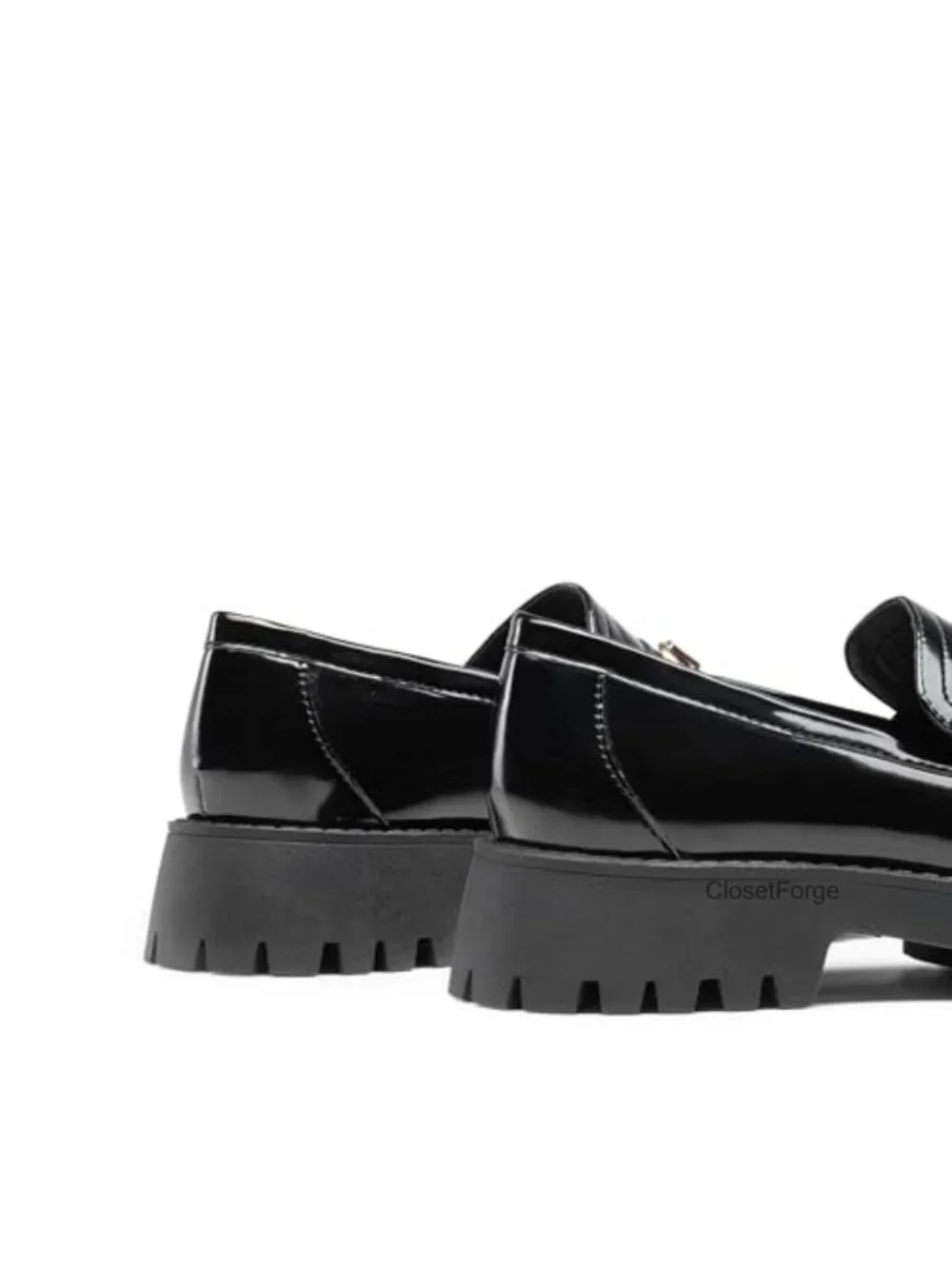 Chunky Platform Loafers for Women Slip-On Faux Leather